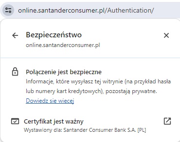 Widok poprawnie wyświetlanego certyfikatu - Chrome