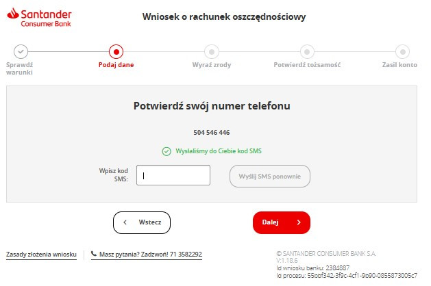 krok trzeci wniosku o Rachunek