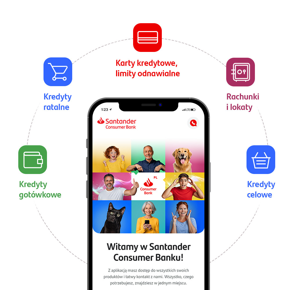 Aplikacja mobilna Santander - widok ekranu powitalnego