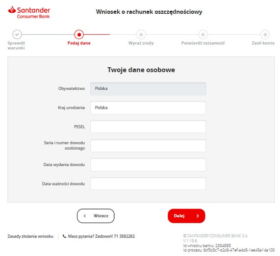 krok czwarty wniosku o Rachunek