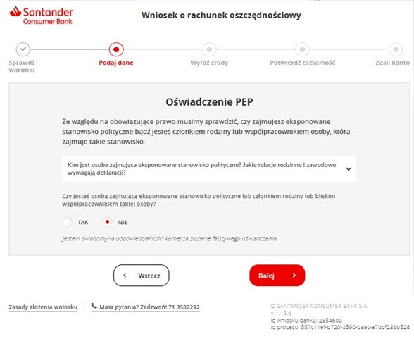 krok szósty wniosku o Rachunek