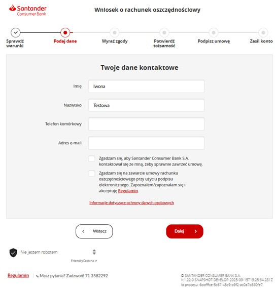 krok drugi wniosku o Rachunek