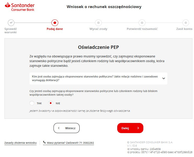 krok szósty wniosku o Rachunek