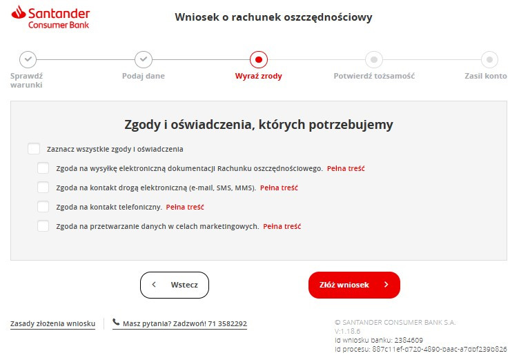 krok siódmy wniosku o Rachunek