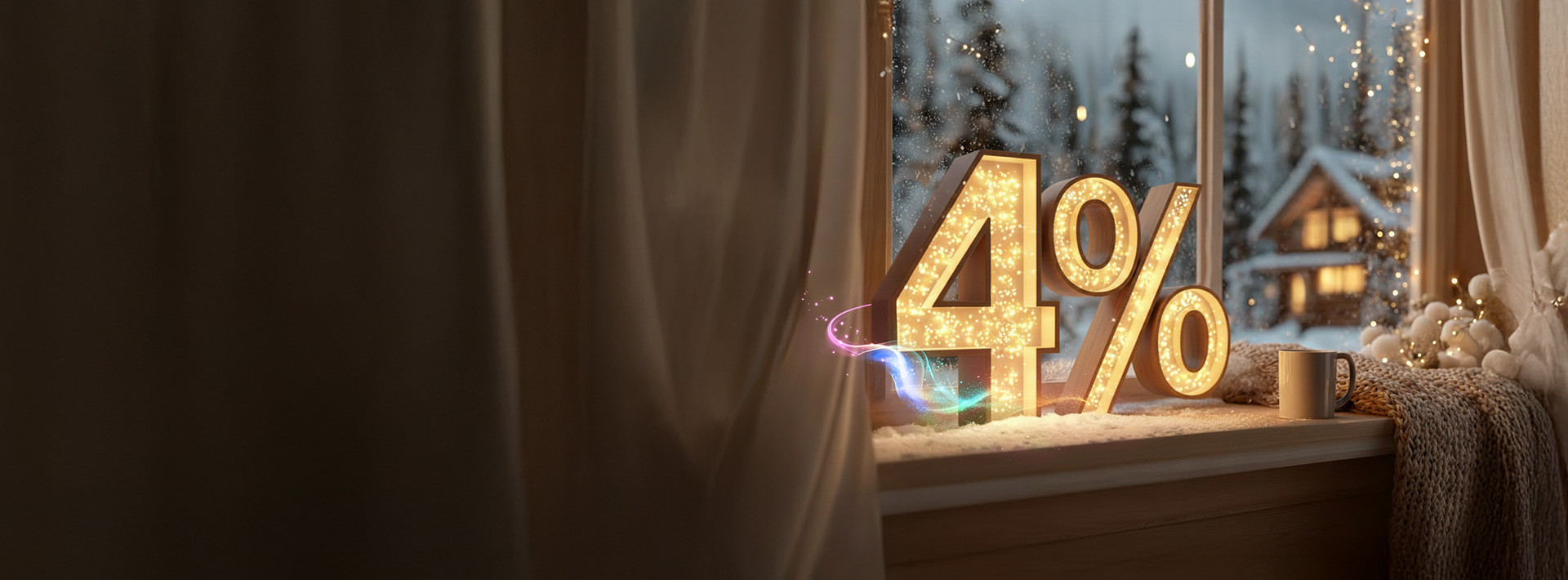 neonowa liczba 4,0% symbolizująca oprocentowanie lokaty