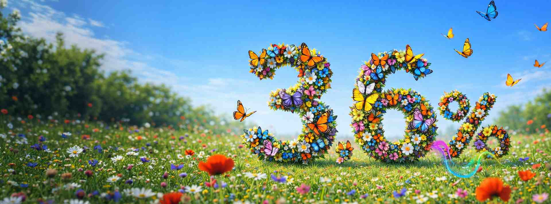 Baner promocyjny lokaty - liczba 3,6% ułożona z wiosennych kwiatów