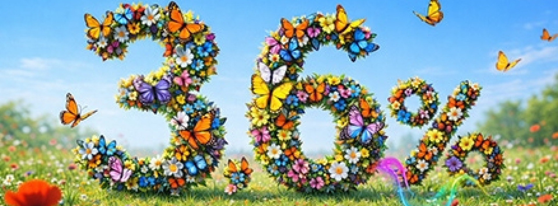 Baner promocyjny lokaty - liczba 3,6% z wiosennych roślin na ziemi