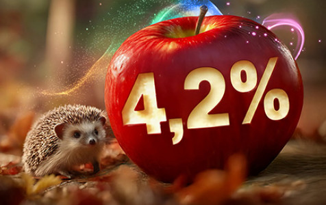 na dużym jabłku liczba 4,2% symbolizujące oprocentowanie lokaty