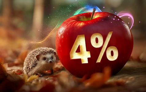 na dużym jabłku liczba 4% symbolizujące oprocentowanie lokaty