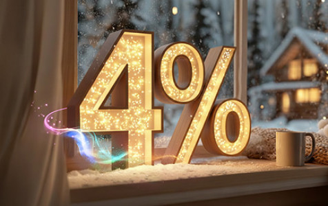neonowa liczba 4% symbolizująca oprocentowanie lokaty